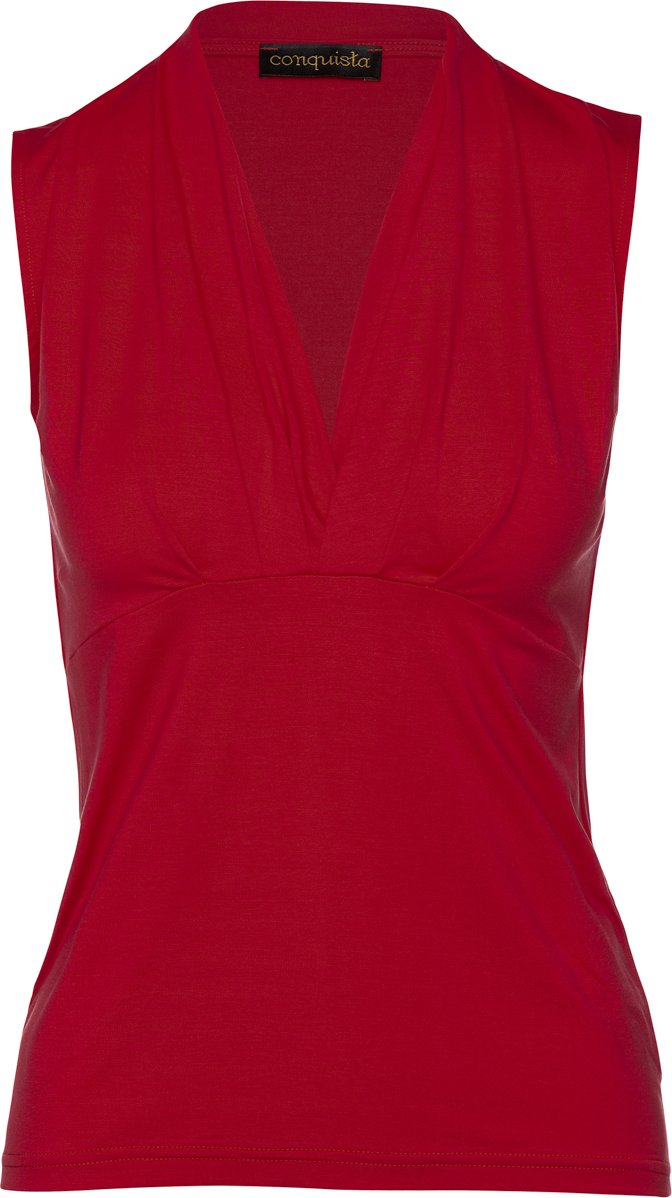 Rotes ärmelloses Top mit Faux Wrap