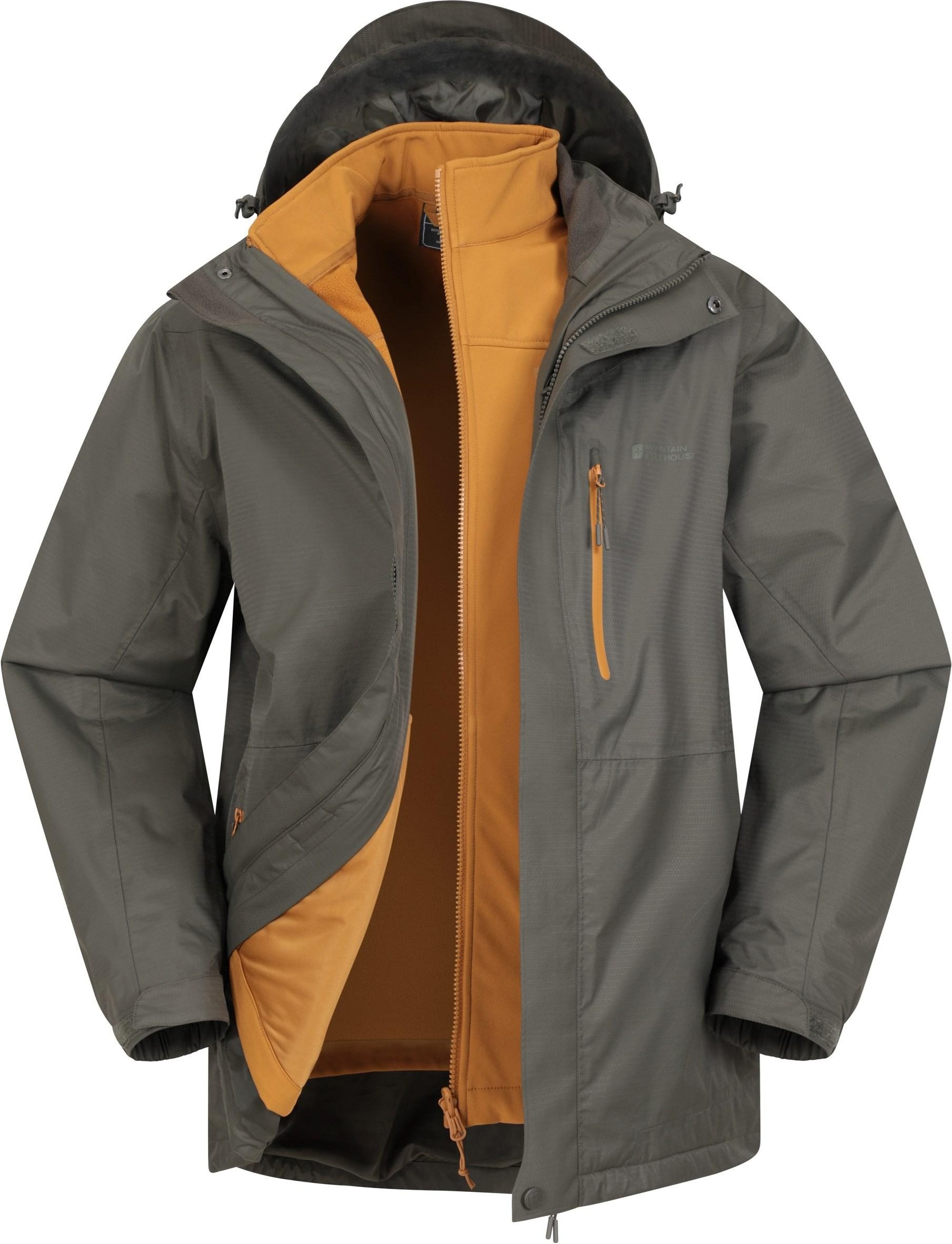 Mountain Warehouse Herren Bracken Extreme 3 in 1 Wasserdichte Jacke (Grün)