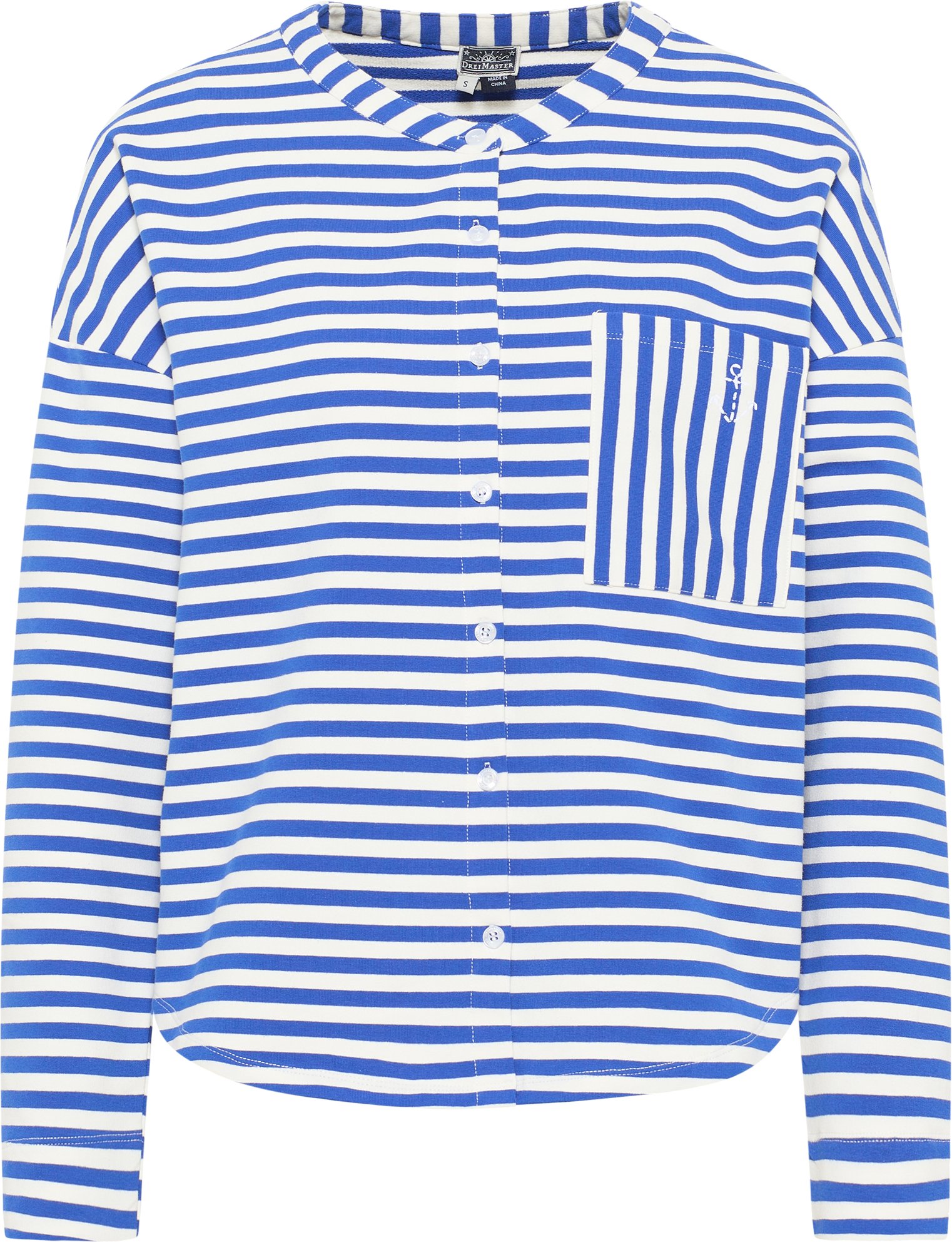 Thumbnail - Dreimaster Sweat Jacke Damen Blau Weiss