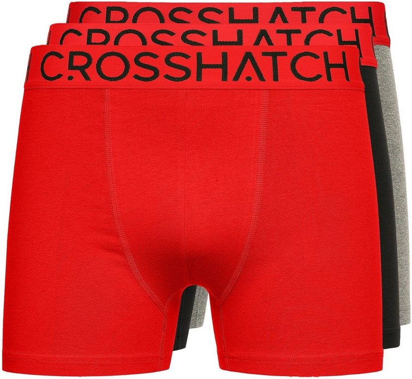 Crosshatch - "Knightling MVE" Boxershorts für Herren(3er-Pack) (Rot/Grau/Schwarz)