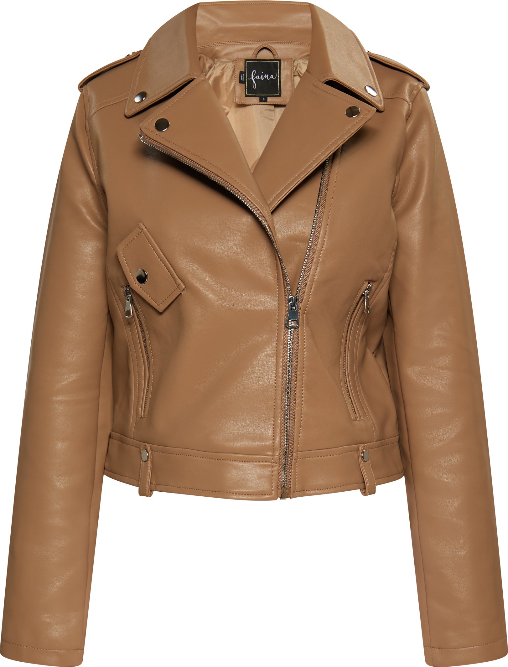 Faina Bikerjacke aus Kunstleder Damen Beige Creme