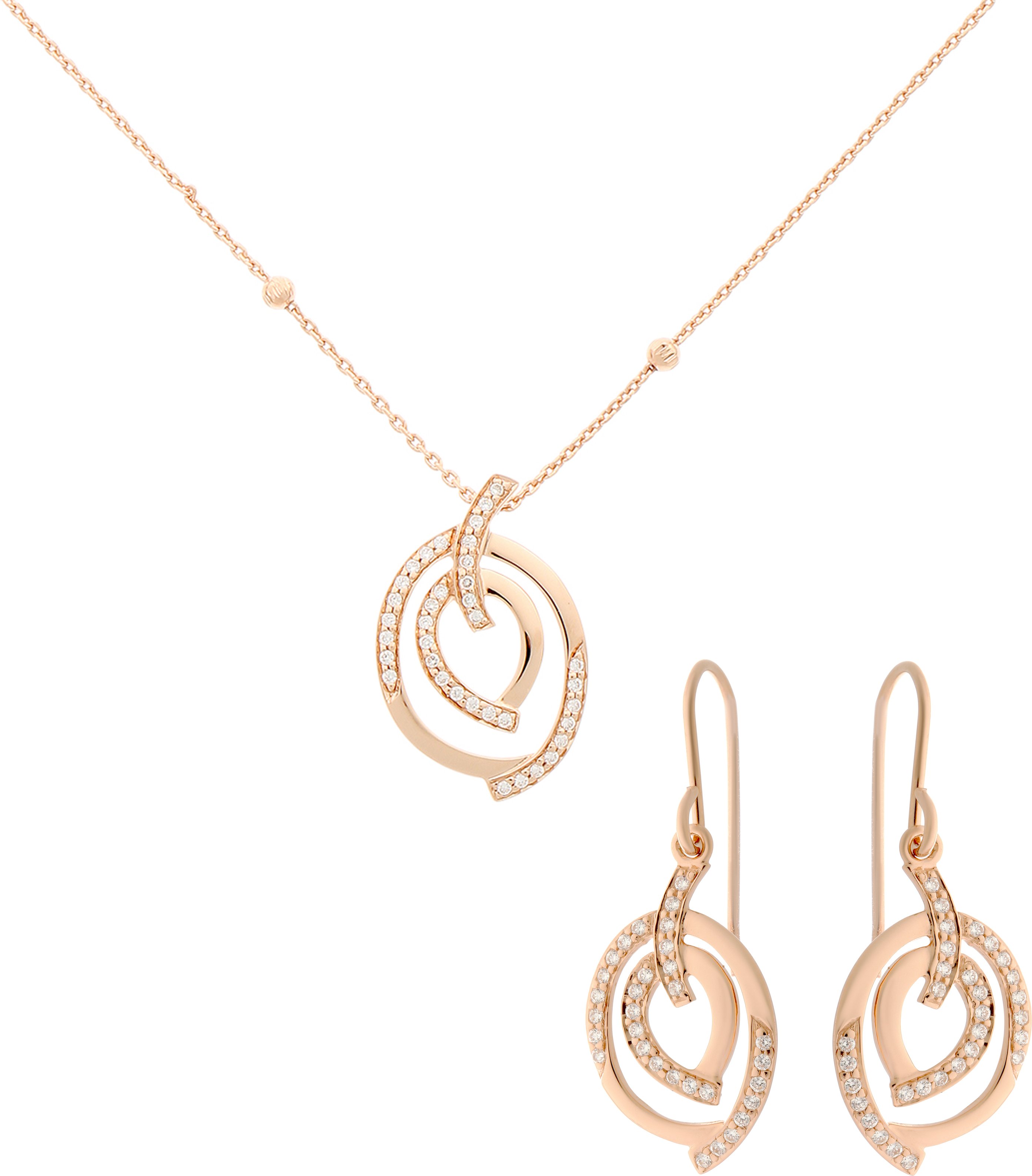 Orphelia 'Celine' Damen-Set aus 925er Sterlingsilber: Kettenanhänger + Ohrringe - Rosé SET-7114/RG