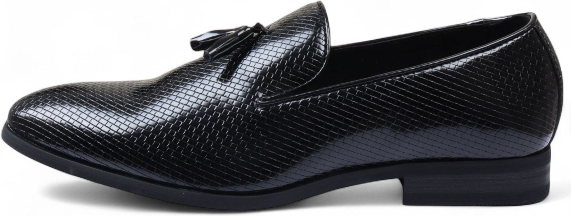 Herren Schwarze formelle Quasten-Loafer Slip-On-Lederschuhe