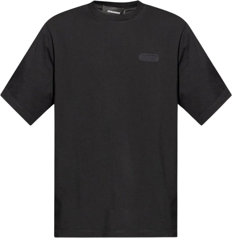 Dsquared2 Loose Fit Monotone Logo Schwarzes T-shirt