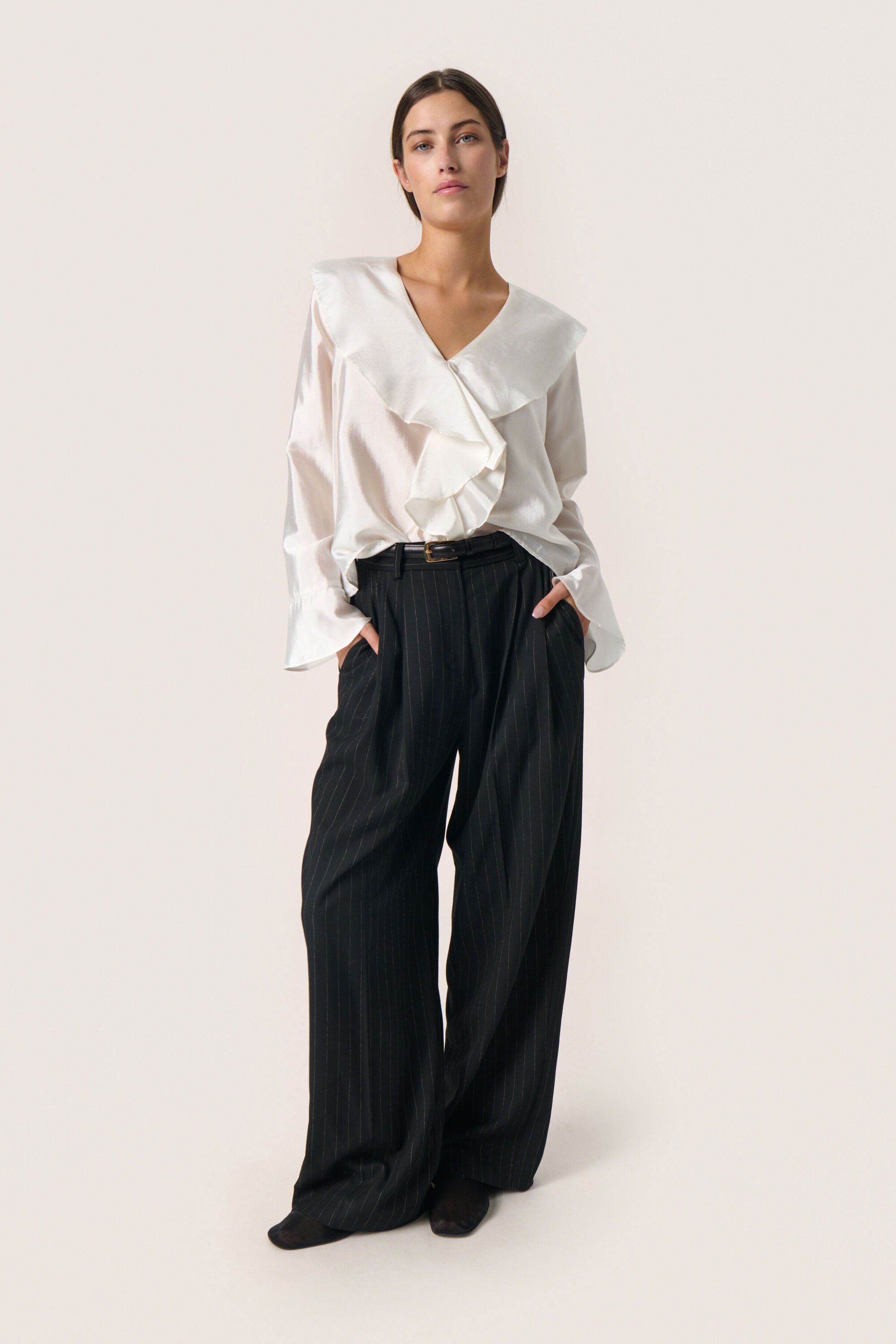 Langarm-Bluse Lockere Passform Whisper White