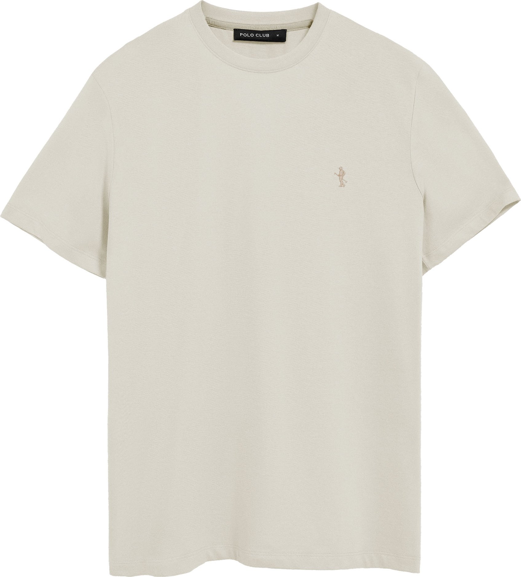 Basic-T-Shirt ecru mit Rundhalsausschnitt und gesticktem Rigby Best-Logo