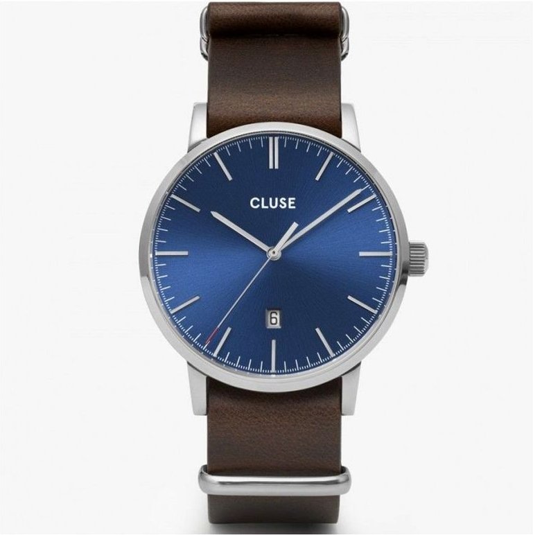 Cluse Braune Leder-Armbanduhr