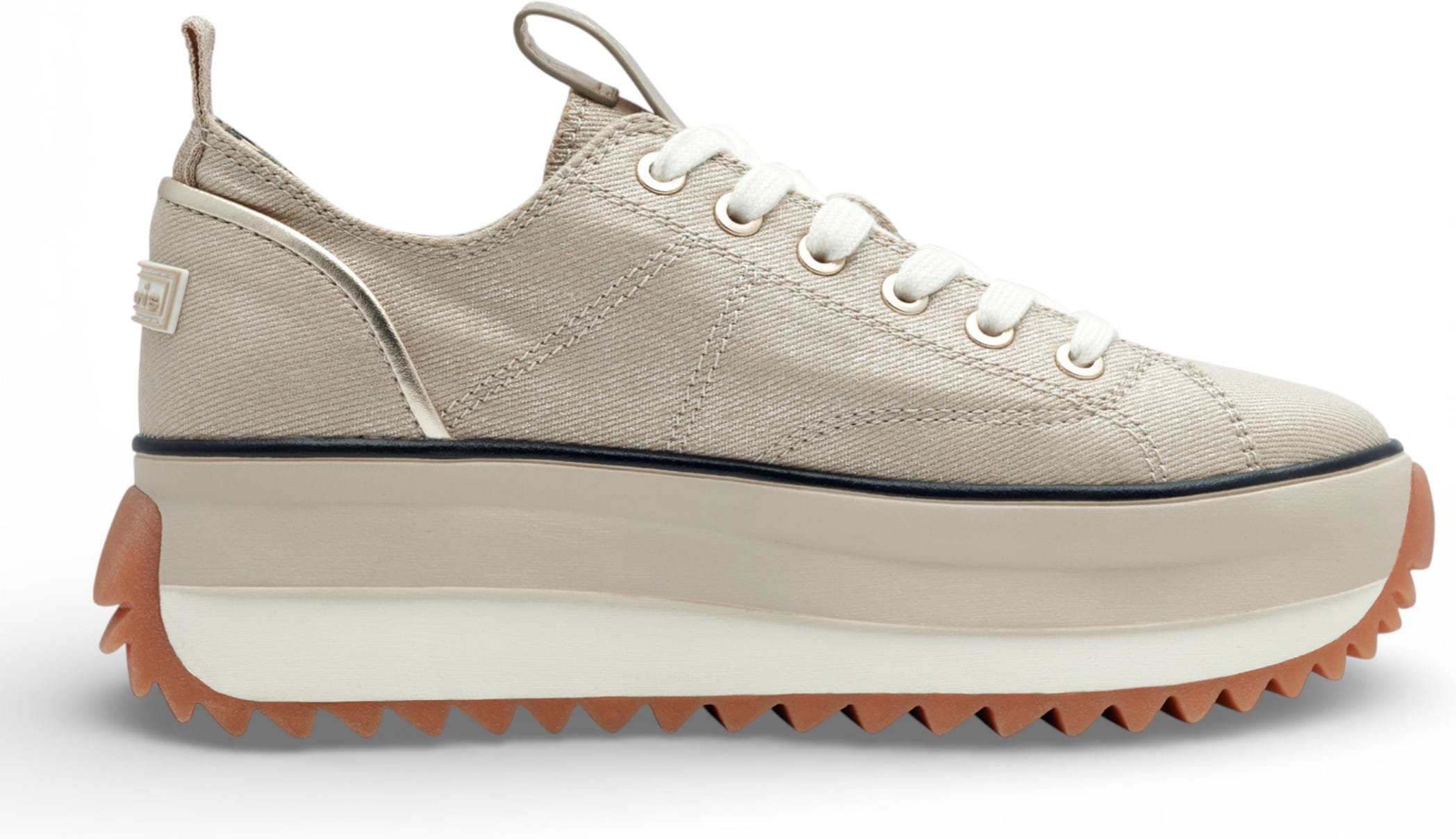 Tamaris Damen-Plateau-Sneaker, beige, zum Schnüren