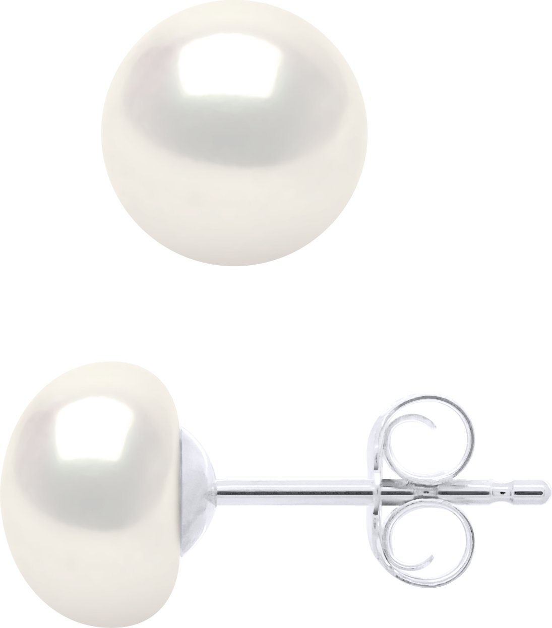 Ohrringe aus Silber 925 und echten Süßwasser-Zuchtperlen Knopf 7-8 mm