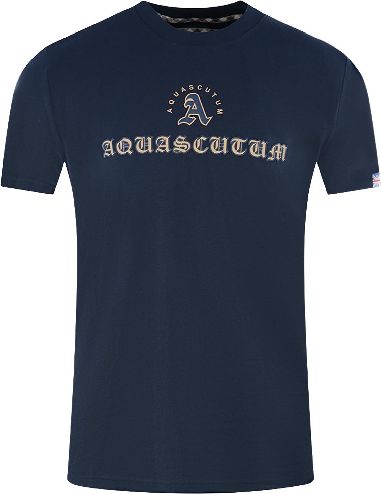 Aquascutum Script Logo Marineblaues T-Shirt