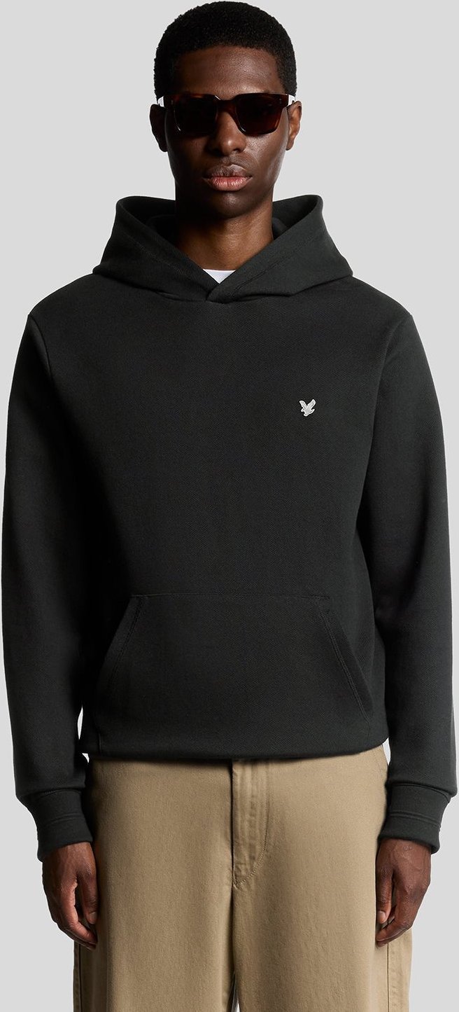 Lyle & Scott – Kapuzenpullover mit diagonalem Webmuster – Schwarz