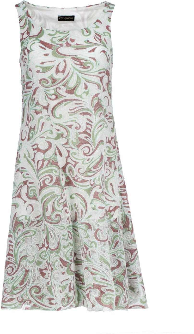 Thumbnail - Ärmelloses A-Linien-Kleid mit Blumenjacquard – Baumwollmischung, Überknielang