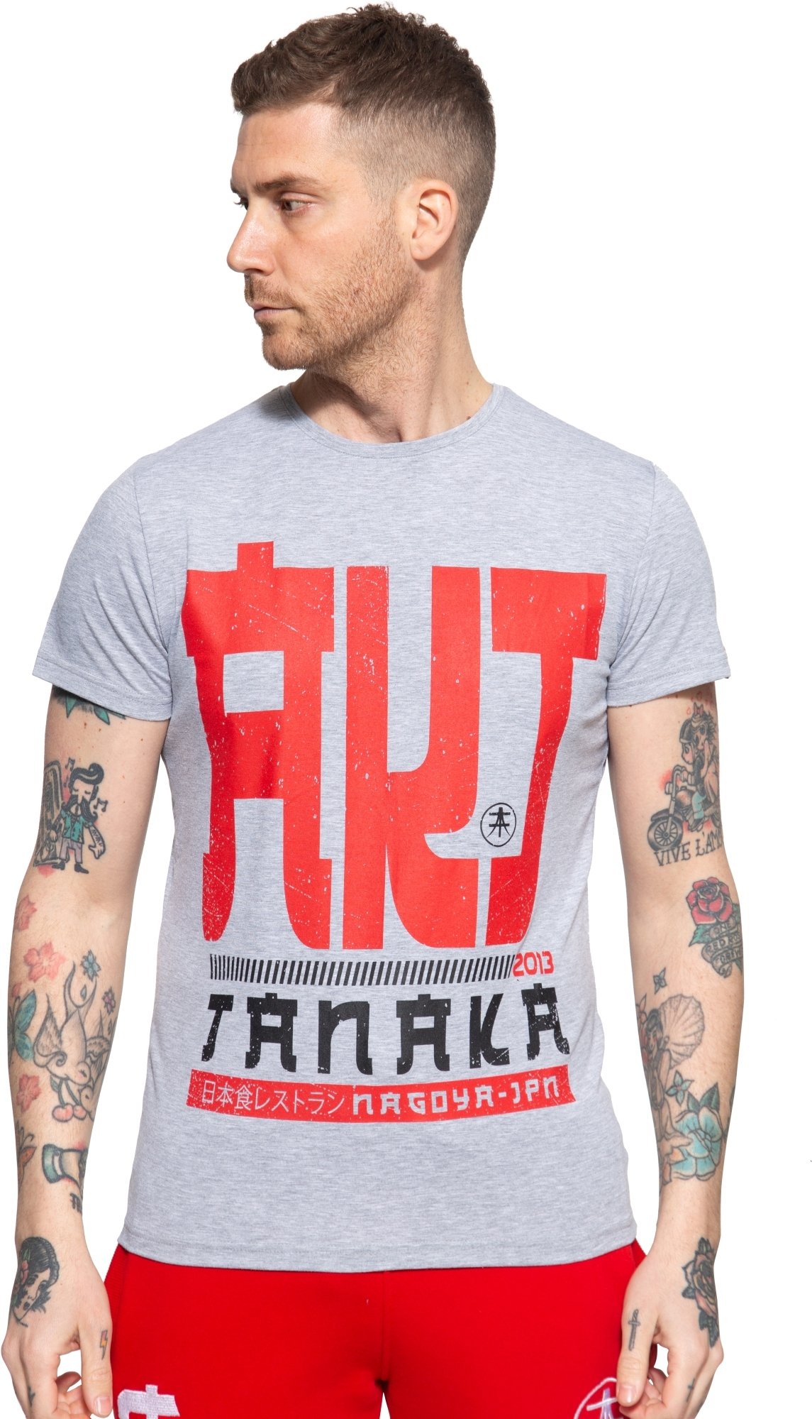 Akito Tanaka Herren T-Shirt mit Frontprint Write grau