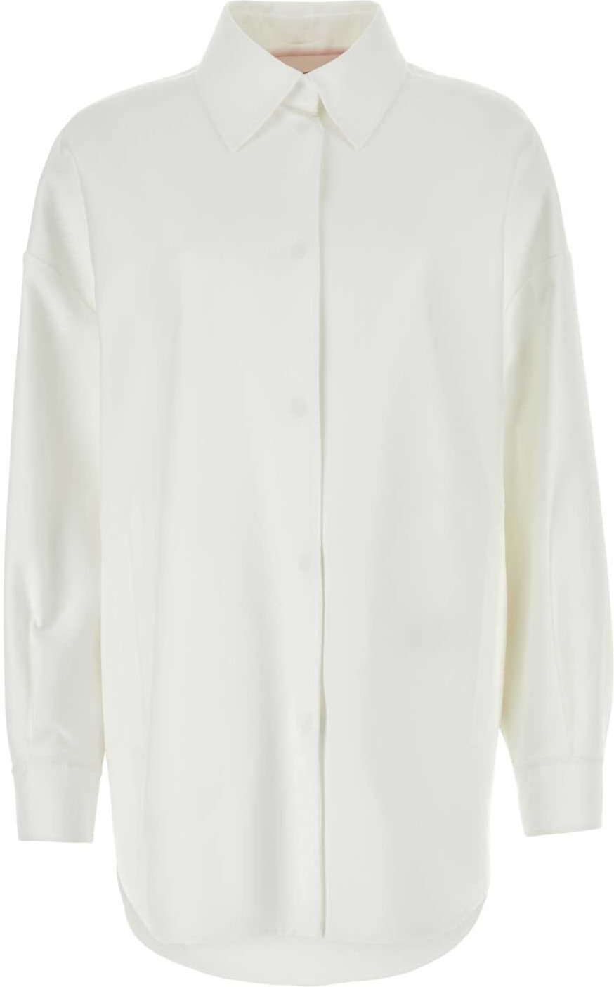 Weißes Baumwollmischung Oversize Hemd