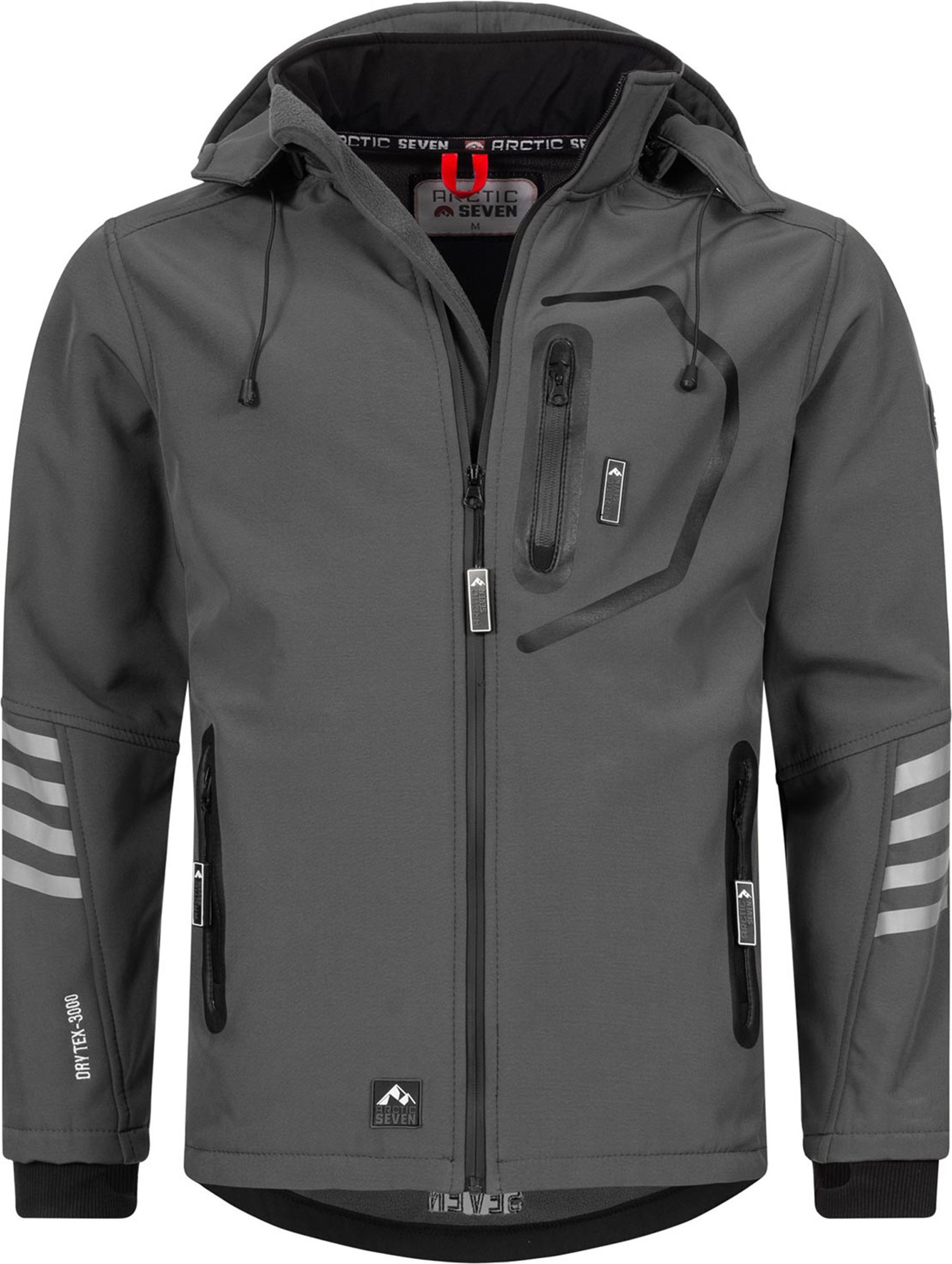 Thumbnail - Arctic Seven Herren Softshell Jacke Übergangsjacke – Grau-Schwarz