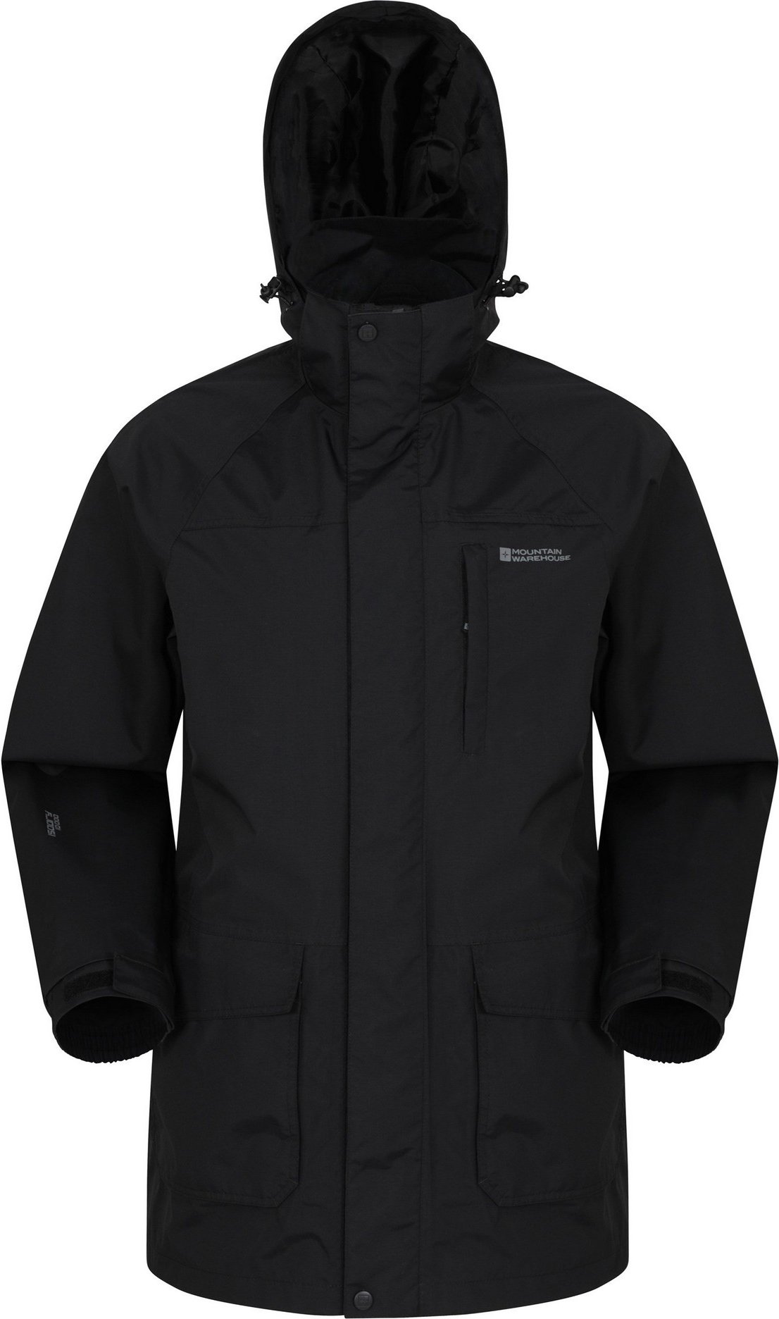Mountain Warehouse Herren Glacier II lange wasserdichte Jacke (schwarz)