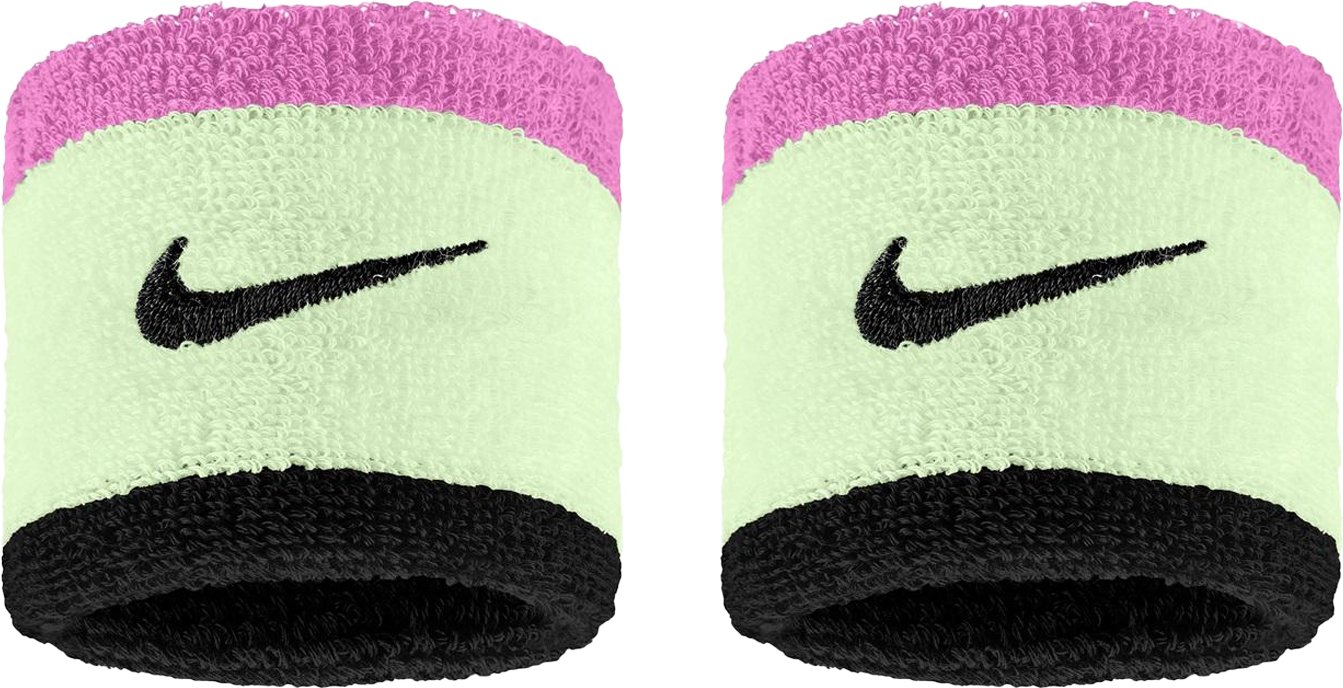 Nike - Armband, Swoosh (2er-Pack) (Volt Farbe/Pink/Schwarz)