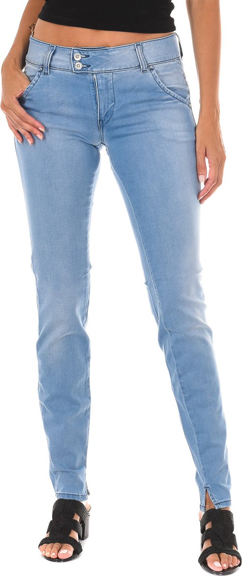 Lange Denim-Hose getragen Effekt aus elastischem Gewebe 70DBF0518 Frau