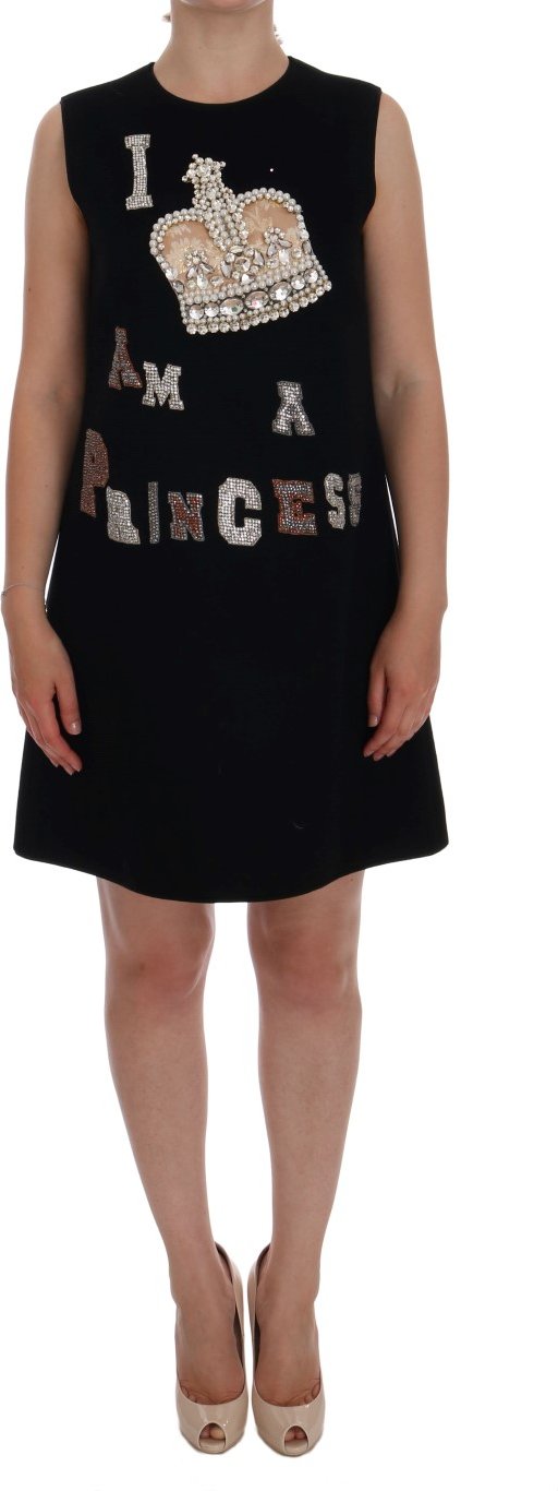 Dolce & Gabbana Women's Black I AM A PRINCESS Crystal Shift Dress (robe droite)