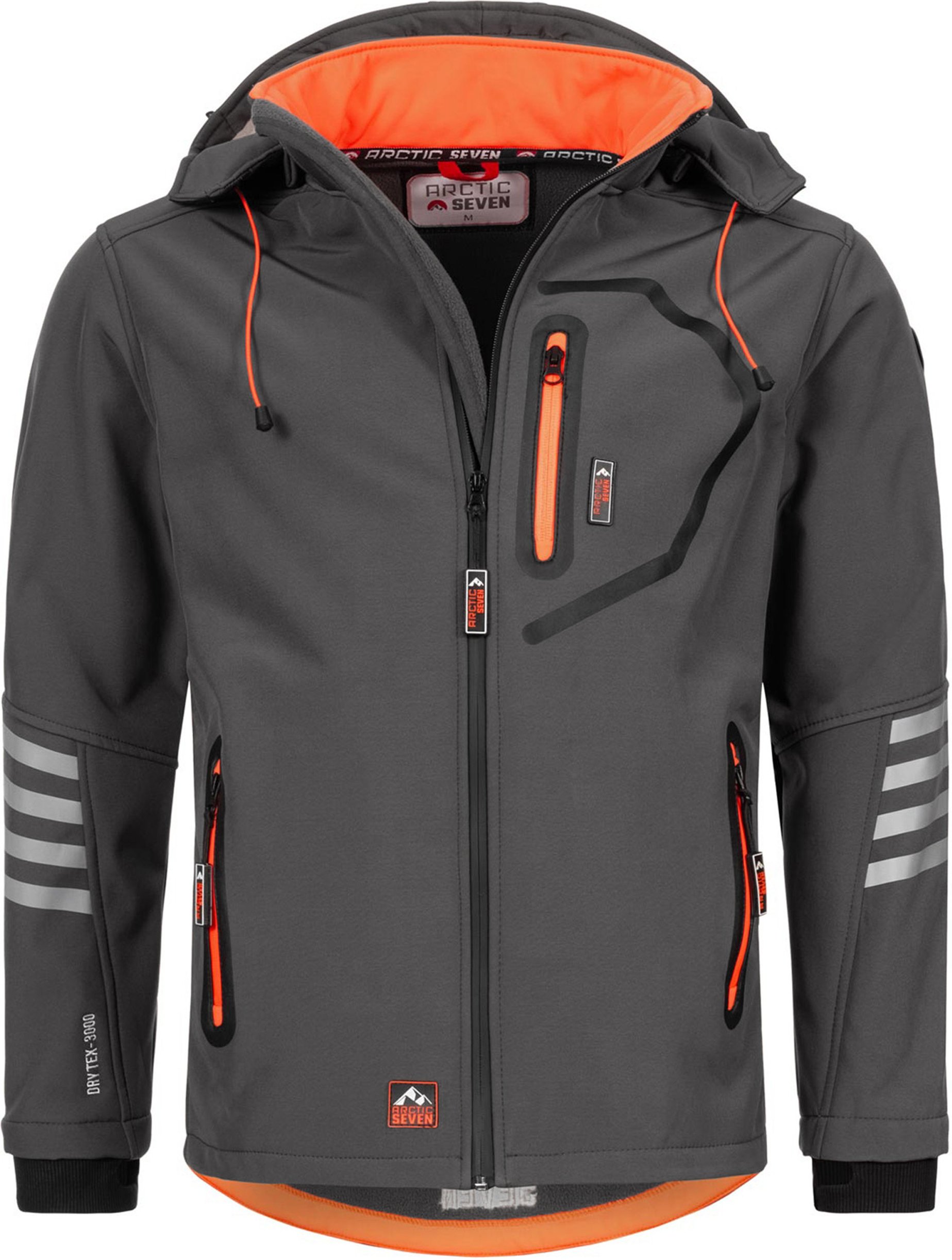 Arctic Seven Herren Softshell Jacke Übergangsjacke – Grau-Orange