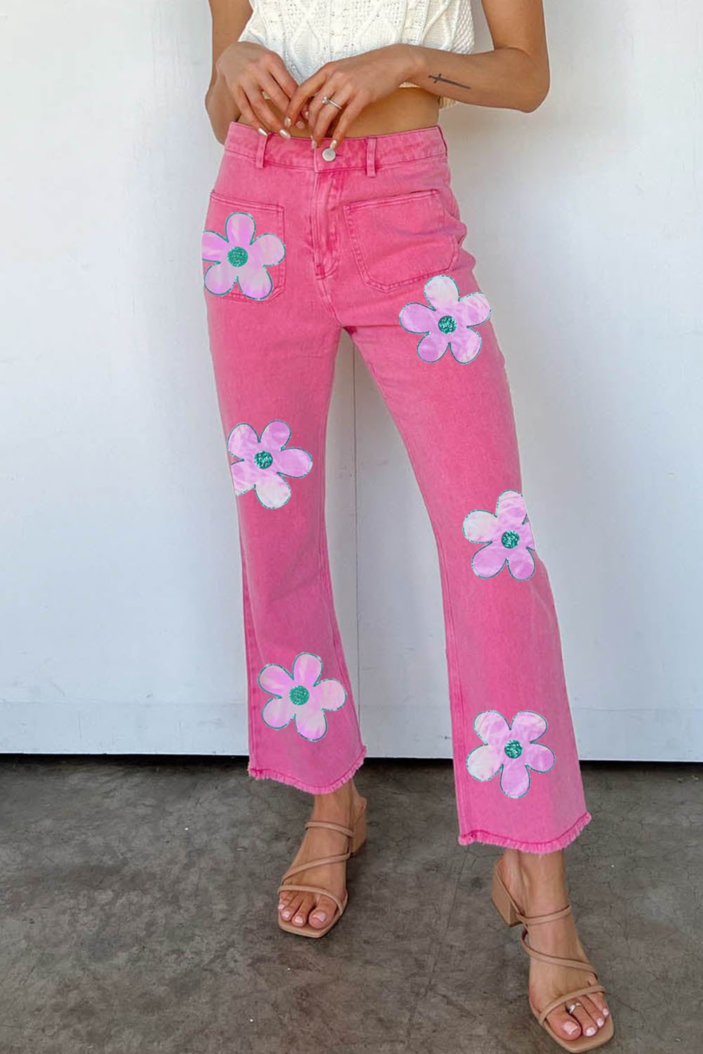 Blumen-Applikation Jeanshose