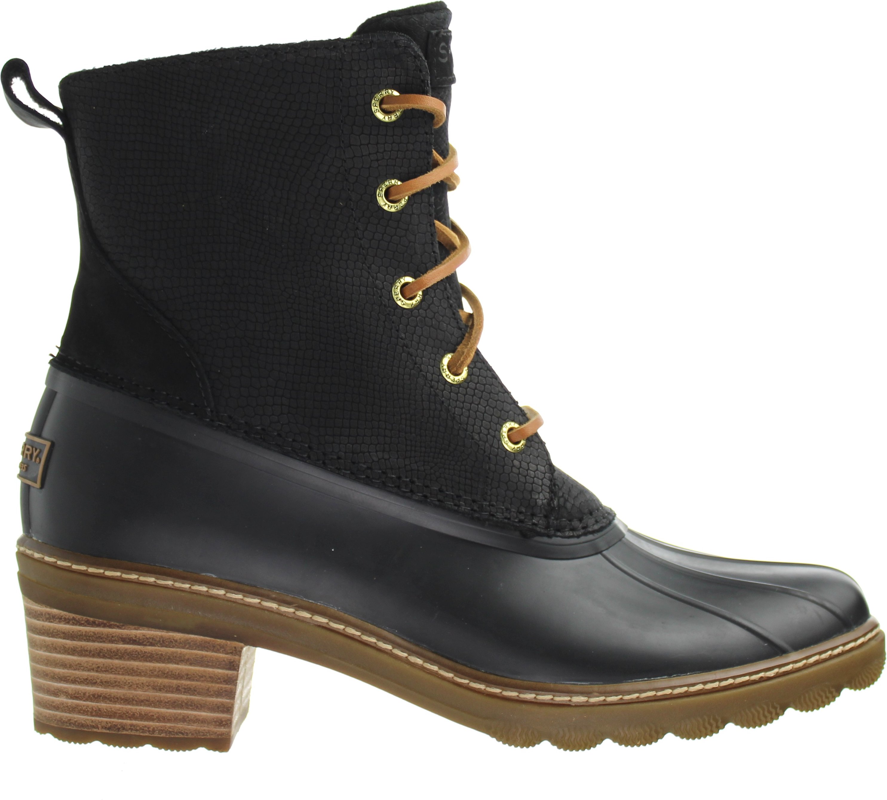 Sperry Salzwasserabsatz Schlange Frauen schwarze Stiefel