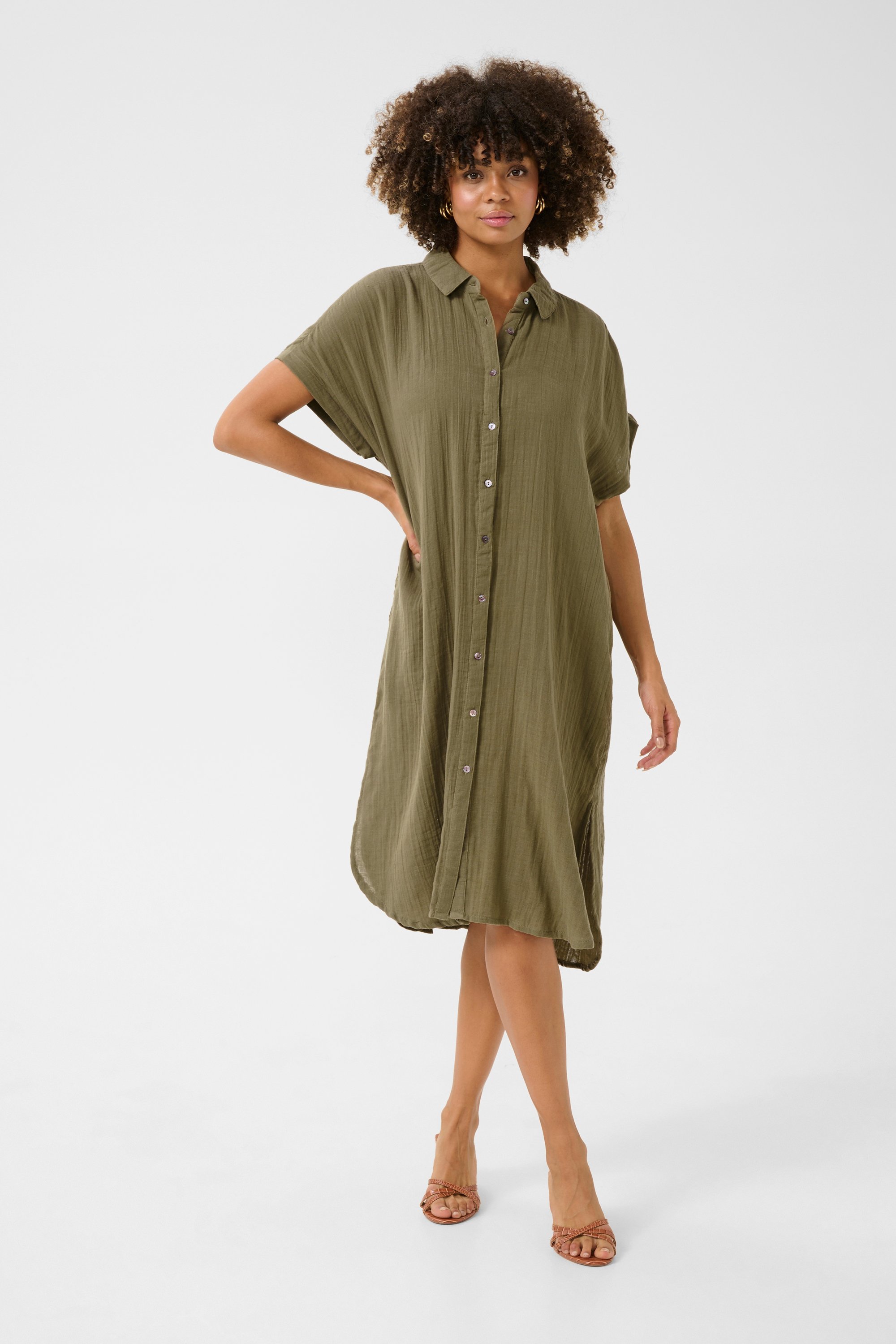 Kleid Oversize Schnitt Dämmergrün green