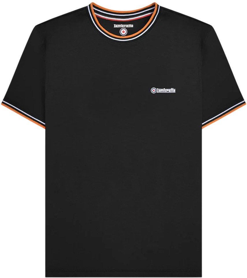 Lambretta - "AW24" T-Shirt für Herren (Schwarz/Weiß/Orange)