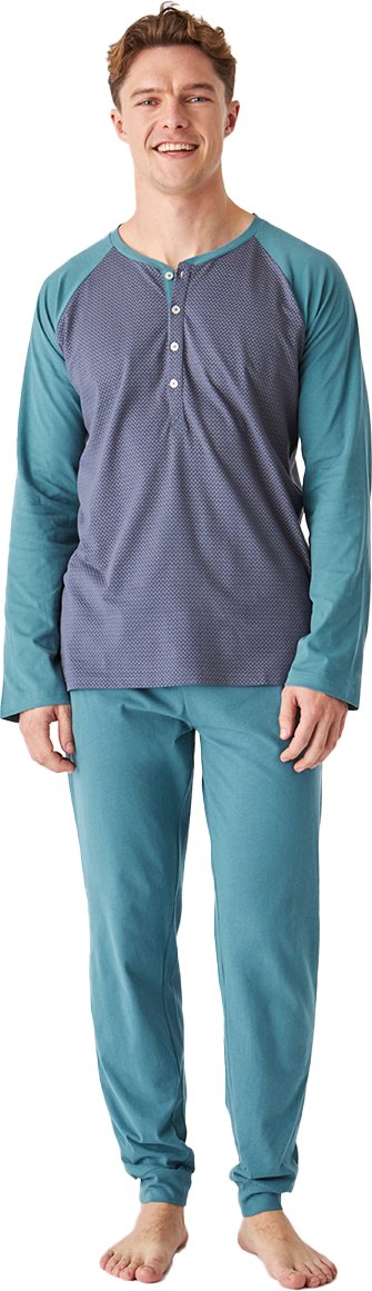 Langarm-Rundhals-Baumwollpyjama für Herren JJB12