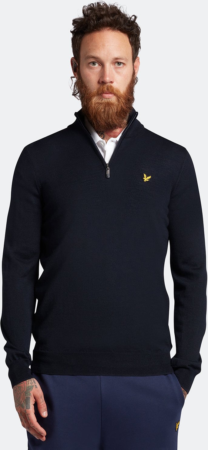 Thumbnail - Men's Lyle & Scott Golf Core 1/4 Zip Merino Jumper in Navy