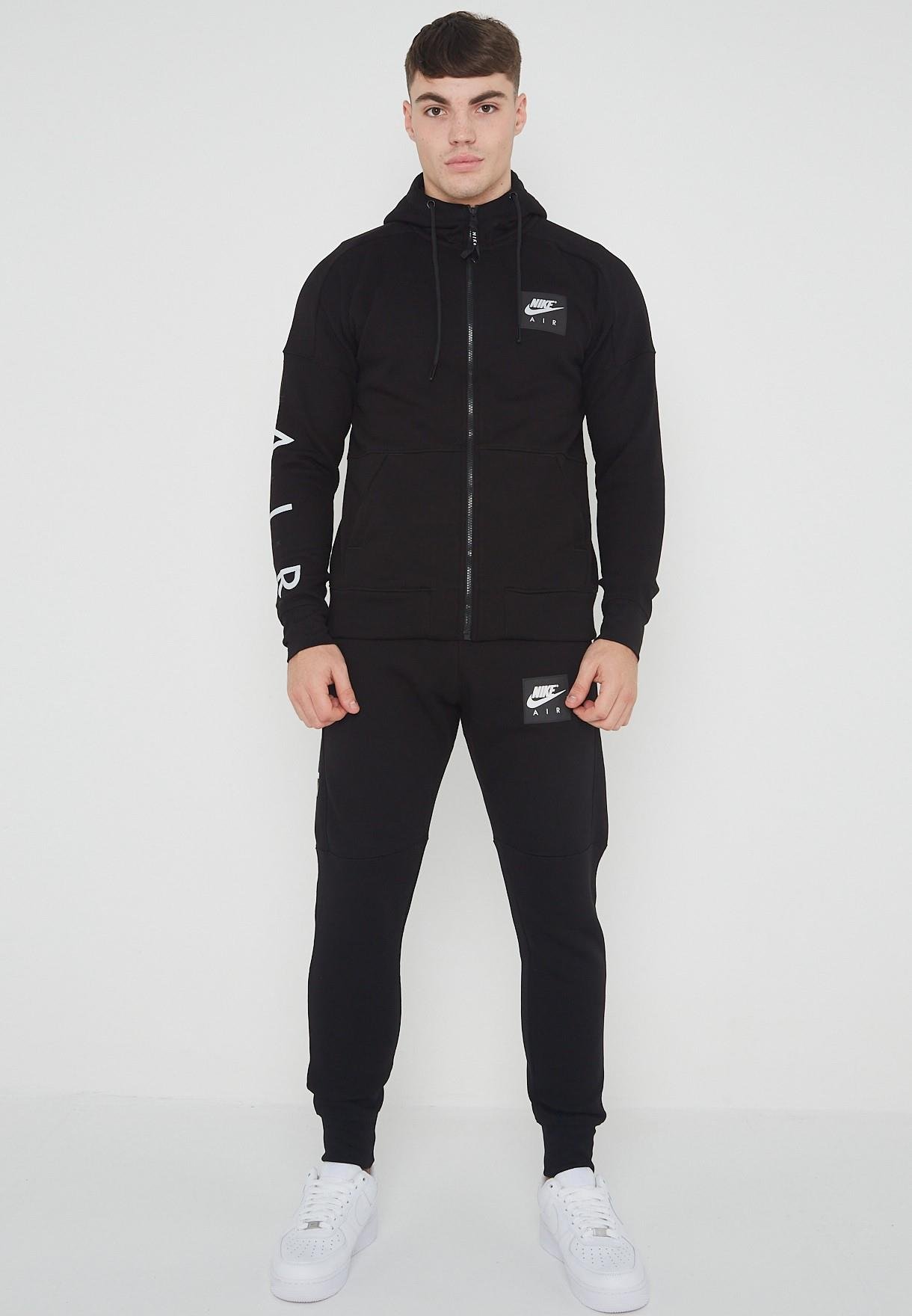 Nike Air Herren Zip durch Trainingsanzug Set Schwarz