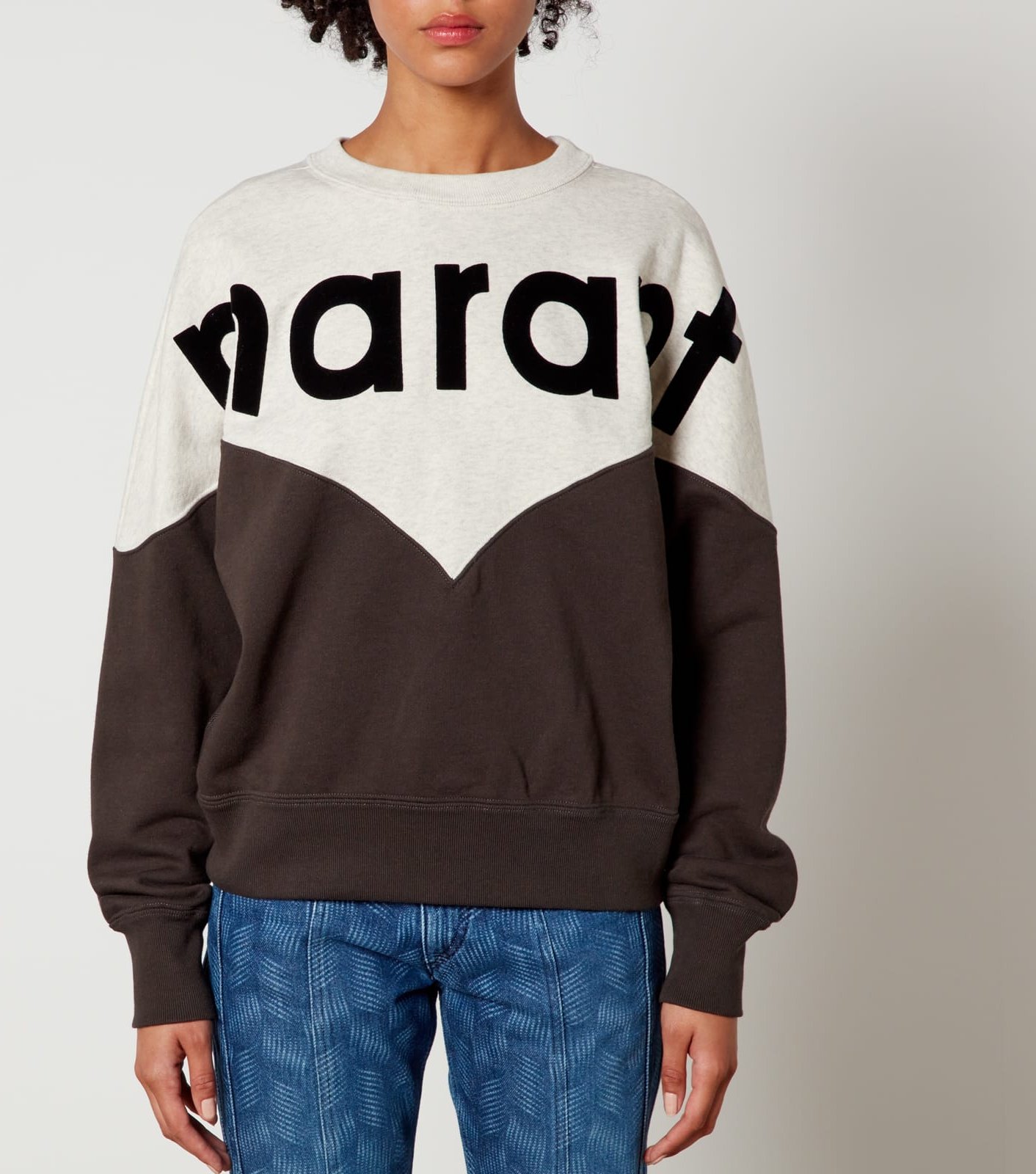 Damen Isabel Marant Étoile Houston Bi-Colour Logo Sweatshirt in Braun/Weiß