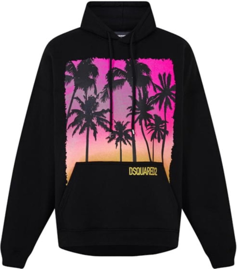 Dsquared2 Sonnenaufgang Design Herca Fit Schwarz Hoodie