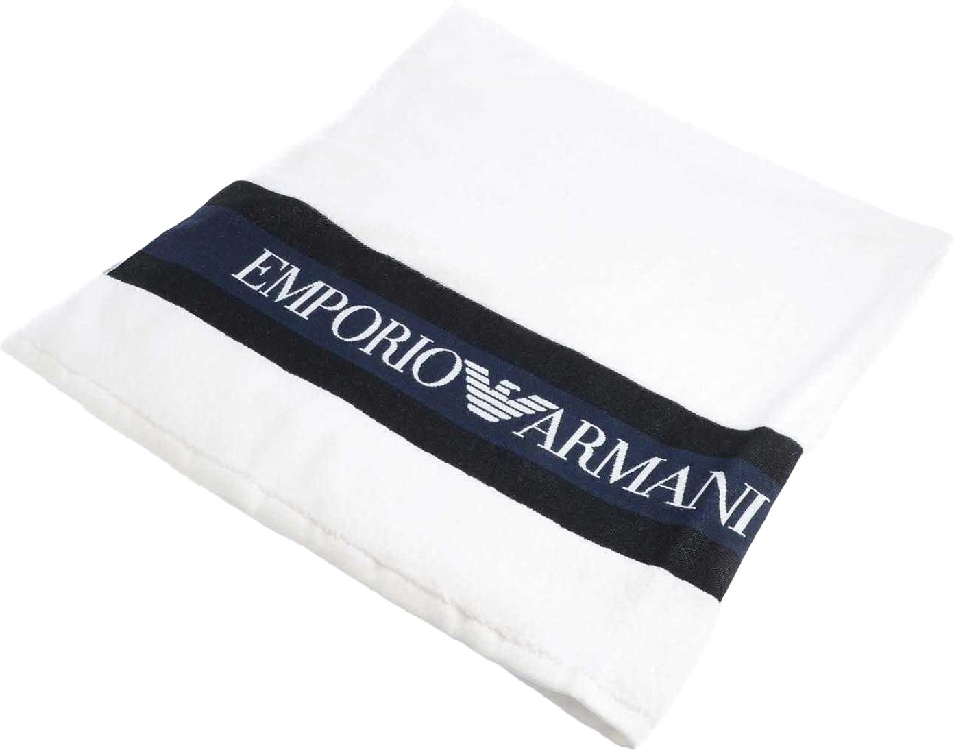 Emporio Armani - Handtuch, gewebter Stoff, Logo (Weiß)