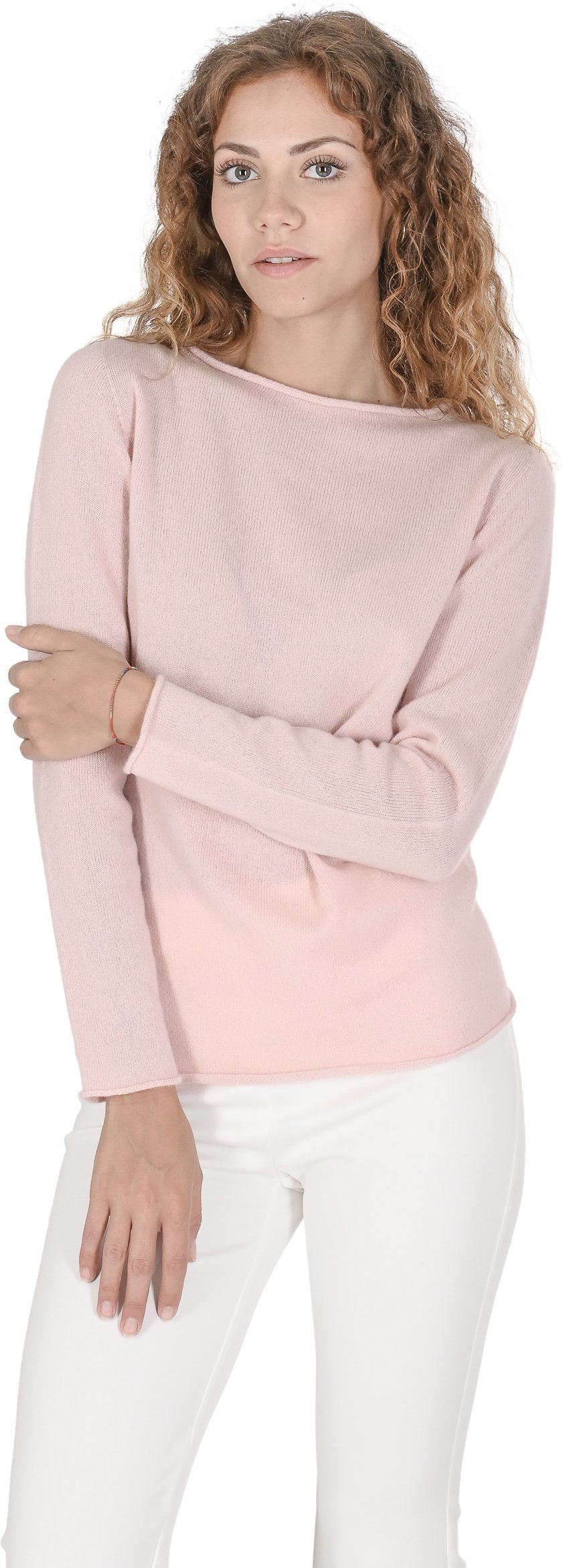 Crown of Edinburgh Kaschmir Damen Kaschmirpullover mit Rundhalsausschnitt - Rosa