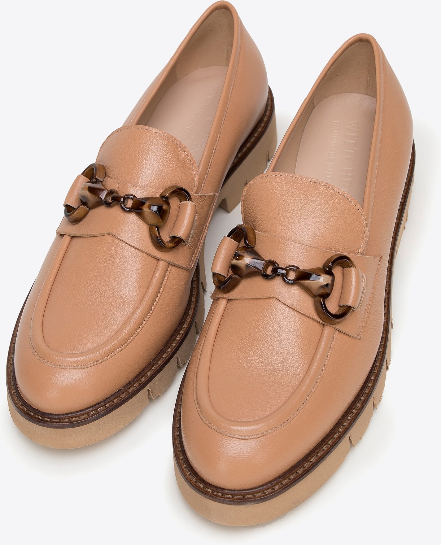 Wittchen Damen-Ledermokassins mit Schnalle und Plateau, Beige und Braun