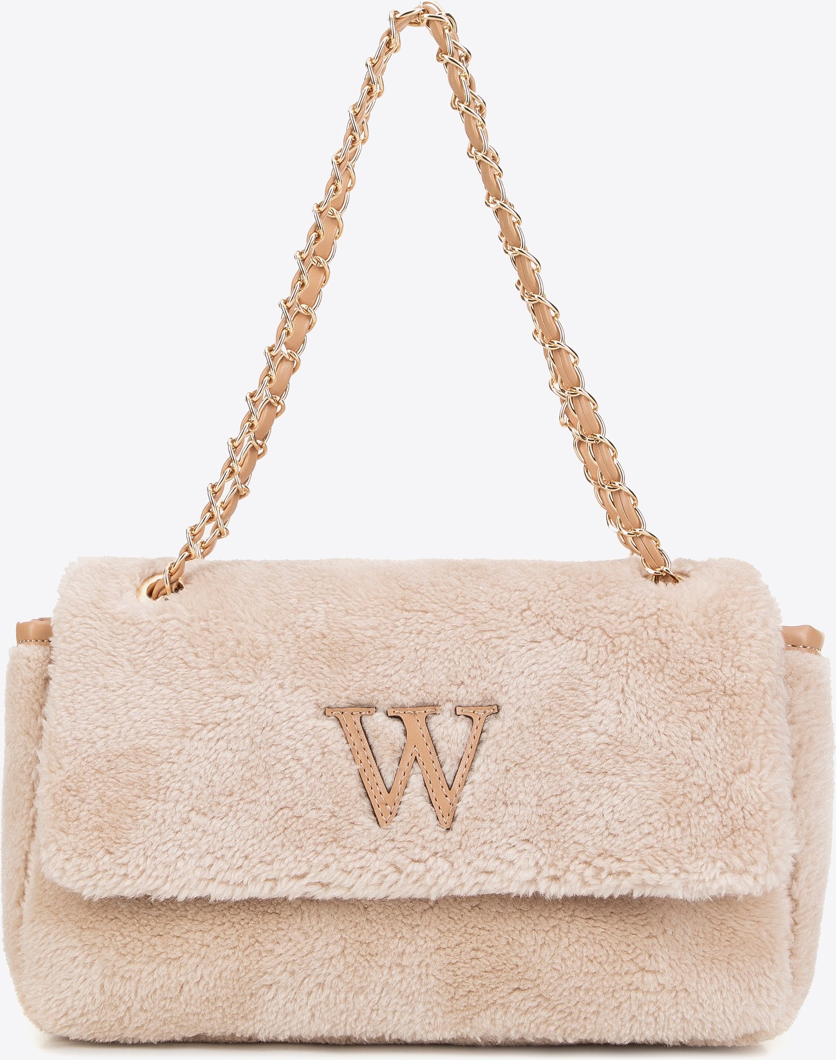 Wittchen Damen-Umhängetasche mit Fellbesatz, Creme, cremefarbenes Polyester