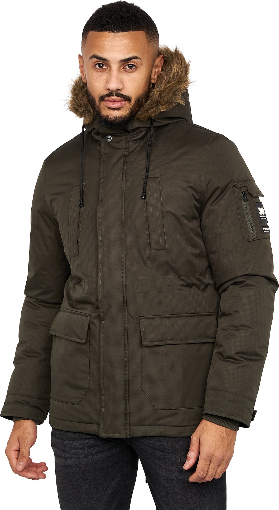 Crosshatch - "Parkmoore" Parka für Herren (Dunkel-Olive)