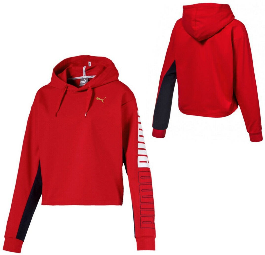 Puma Modern Sport Womens Hoodie Hoodie Cropped Sweatshirt Red 852021 12