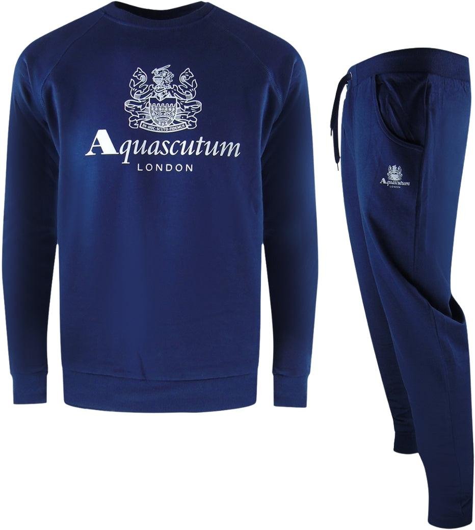 Aquascutum - "London" Trainingsanzug-Set für Herren, Rundhalsausschnitt (Dunkles Marineblau)