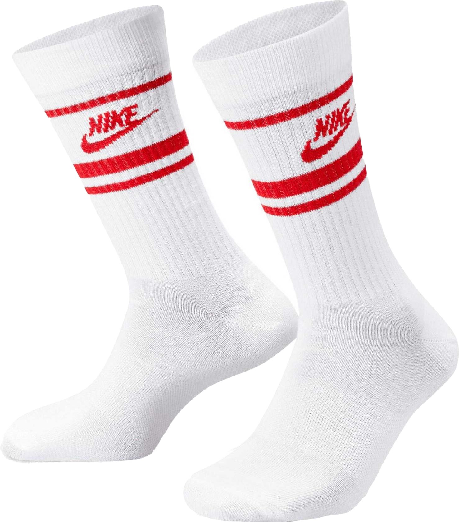 Nike - "Sportswear Essential" Socken für Herren/Damen Unisex, Alltag (3er-Pack) (Weiß/Rot)