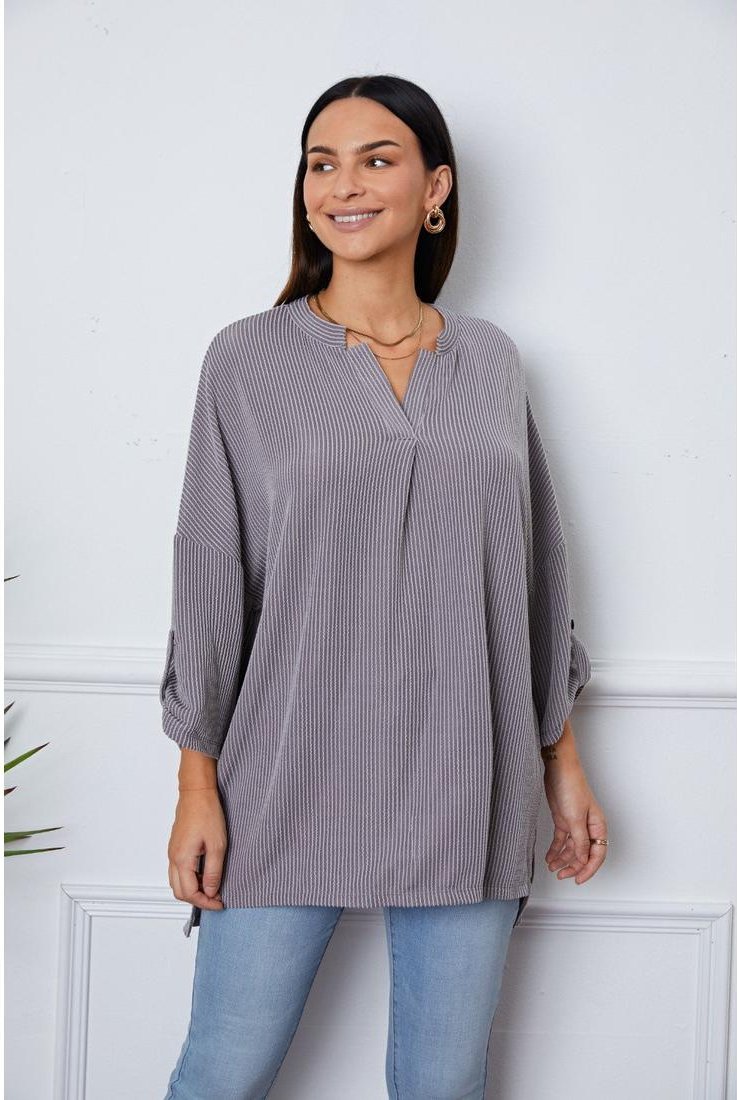 Thumbnail - Damen Bluse mit umschlagbaren Ärmeln und Schlitzen