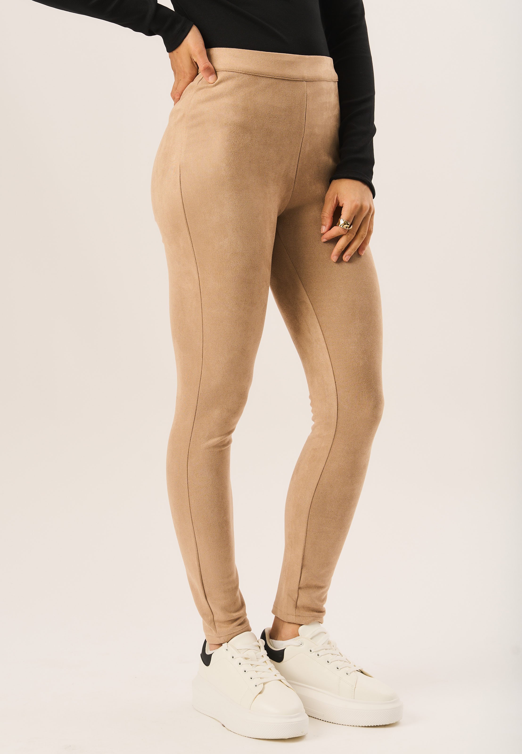 Skinny Stretch-Leggings aus Wildlederimitat