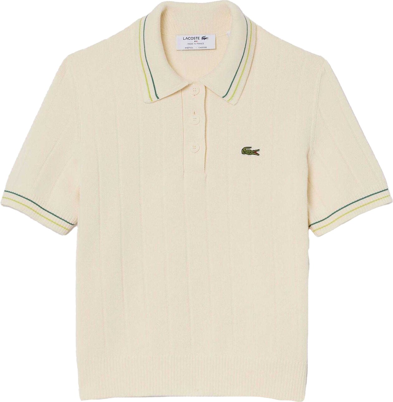 Lacoste - Poloshirt für Damen, gerippt, Schmal (Cremefarbe)