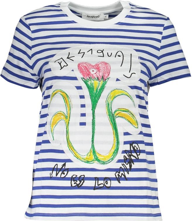 Gestreiftes Blumenapplikation T-Shirt