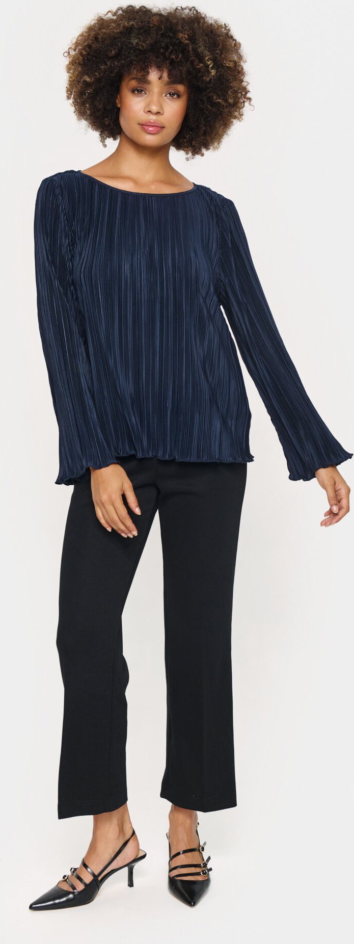 Langarm-Bluse Gerade Passform blue