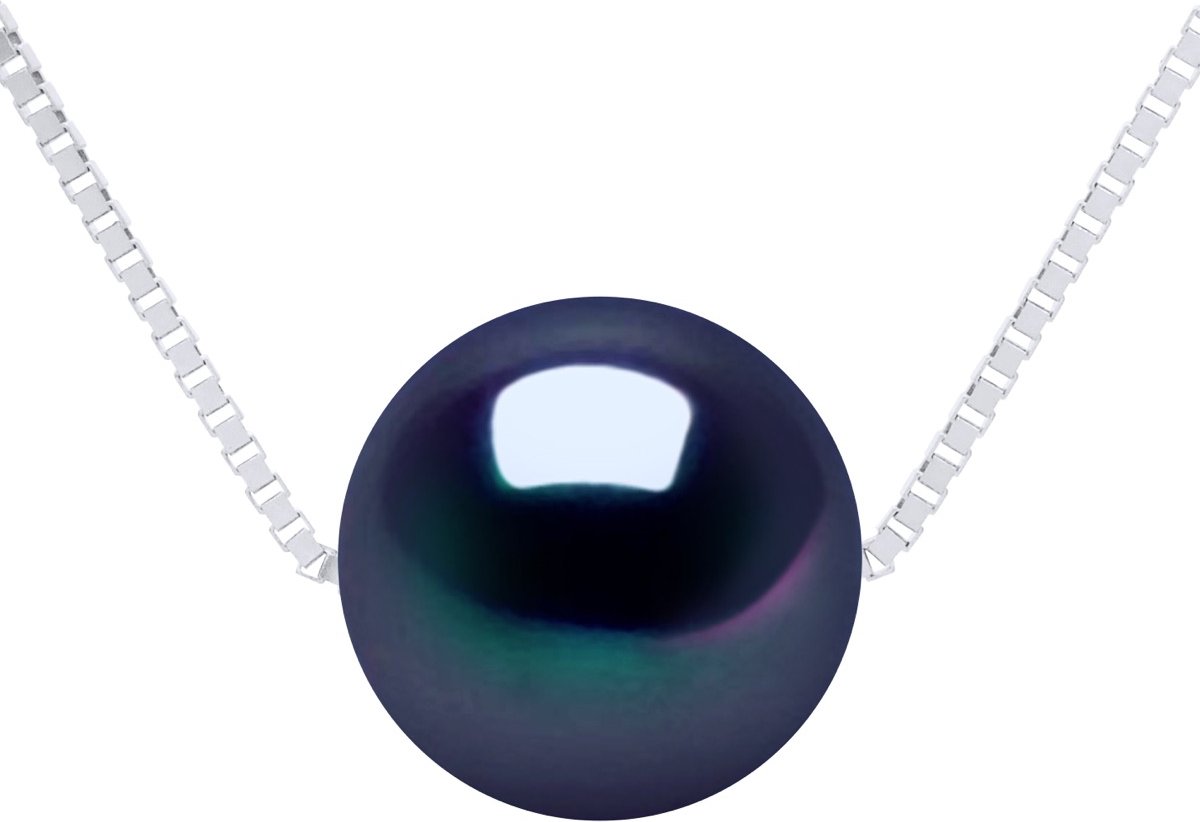 Halskette, echte Süßwasser-Zuchtperle, rund, 9–10 mm