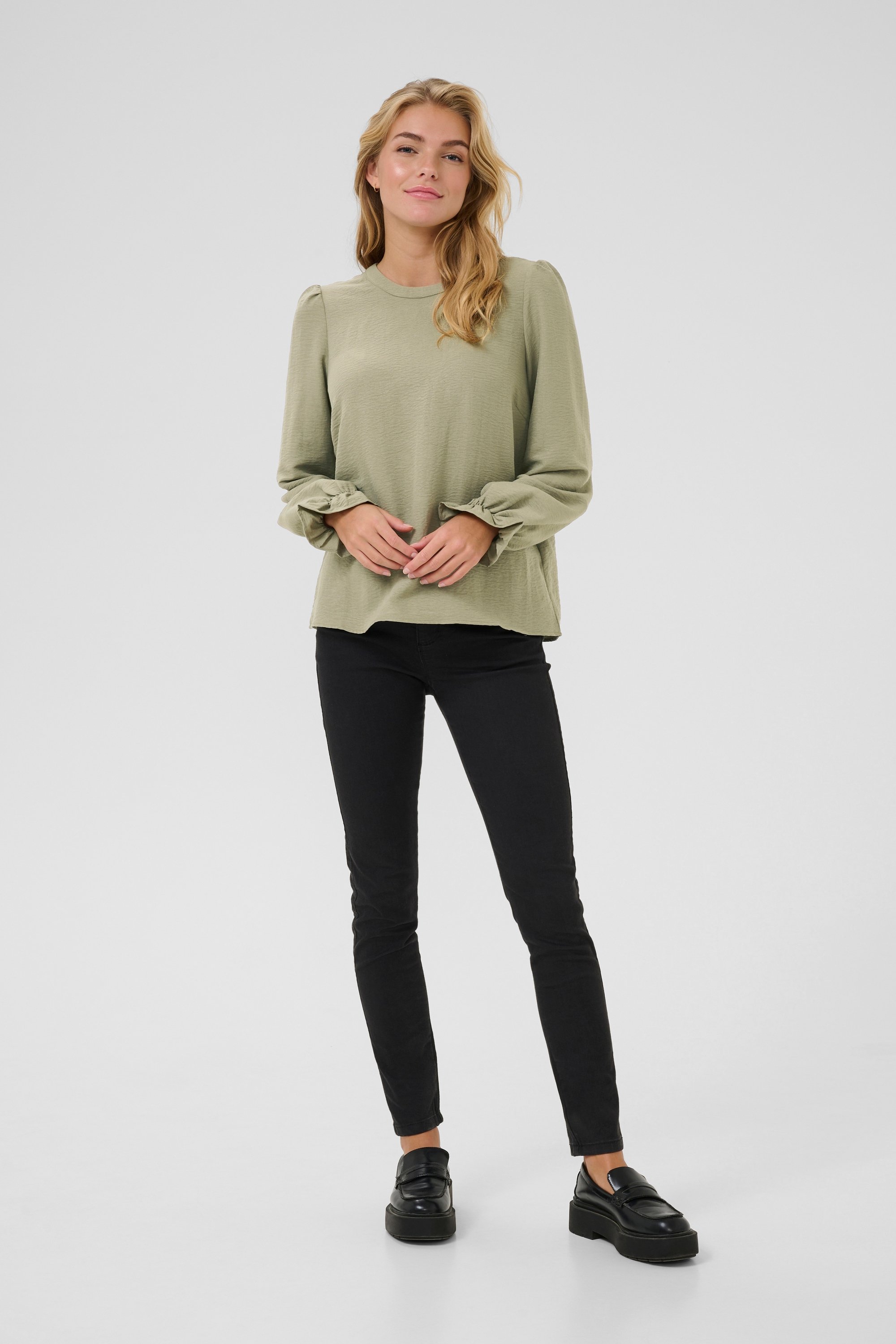 Thumbnail - Langarm-Bluse Regular fit Vetiver CC green