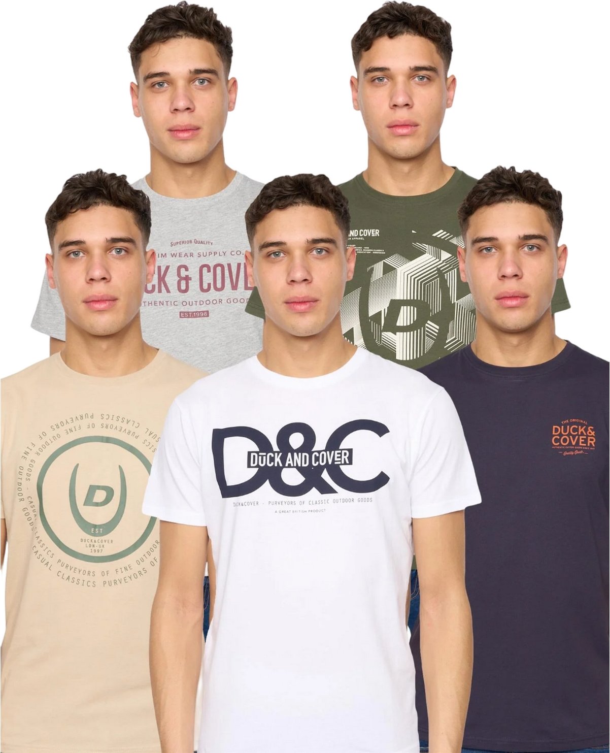 Duck and Cover - "Cheymore" T-Shirt für Herren(5er-Pack) (Bunt)