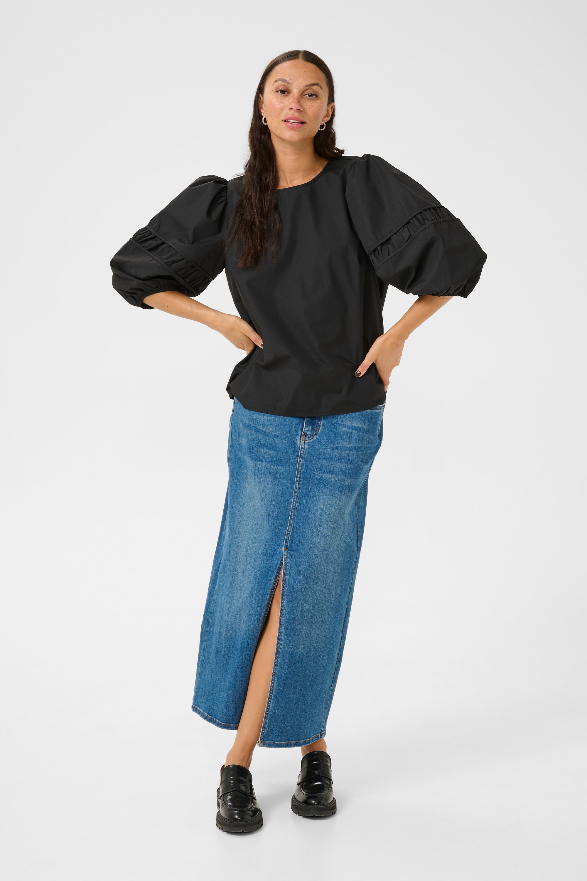 Langarm-Bluse Regular fit Black